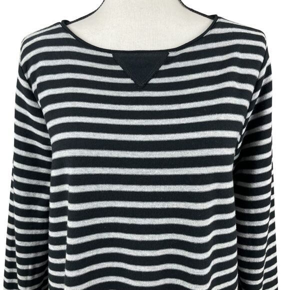 J Jill Women's Sweater Dress Size Large Tall Black Gray Striped Long Sleeve - Picture 2 of 11